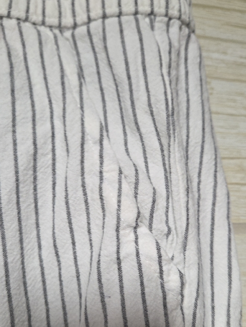 Lightweight Striped Drawstring Pants - White with Black Stripes - Picture 3 of 5